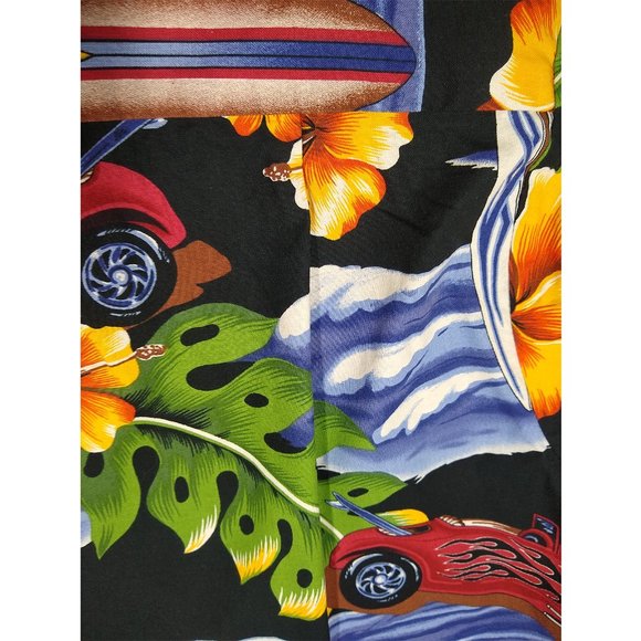 Vintage Hotrod Classic Car Men's HAWAIIAN SHIRT Styled by RJC Made in Hawaii L - Picture 10 of 12